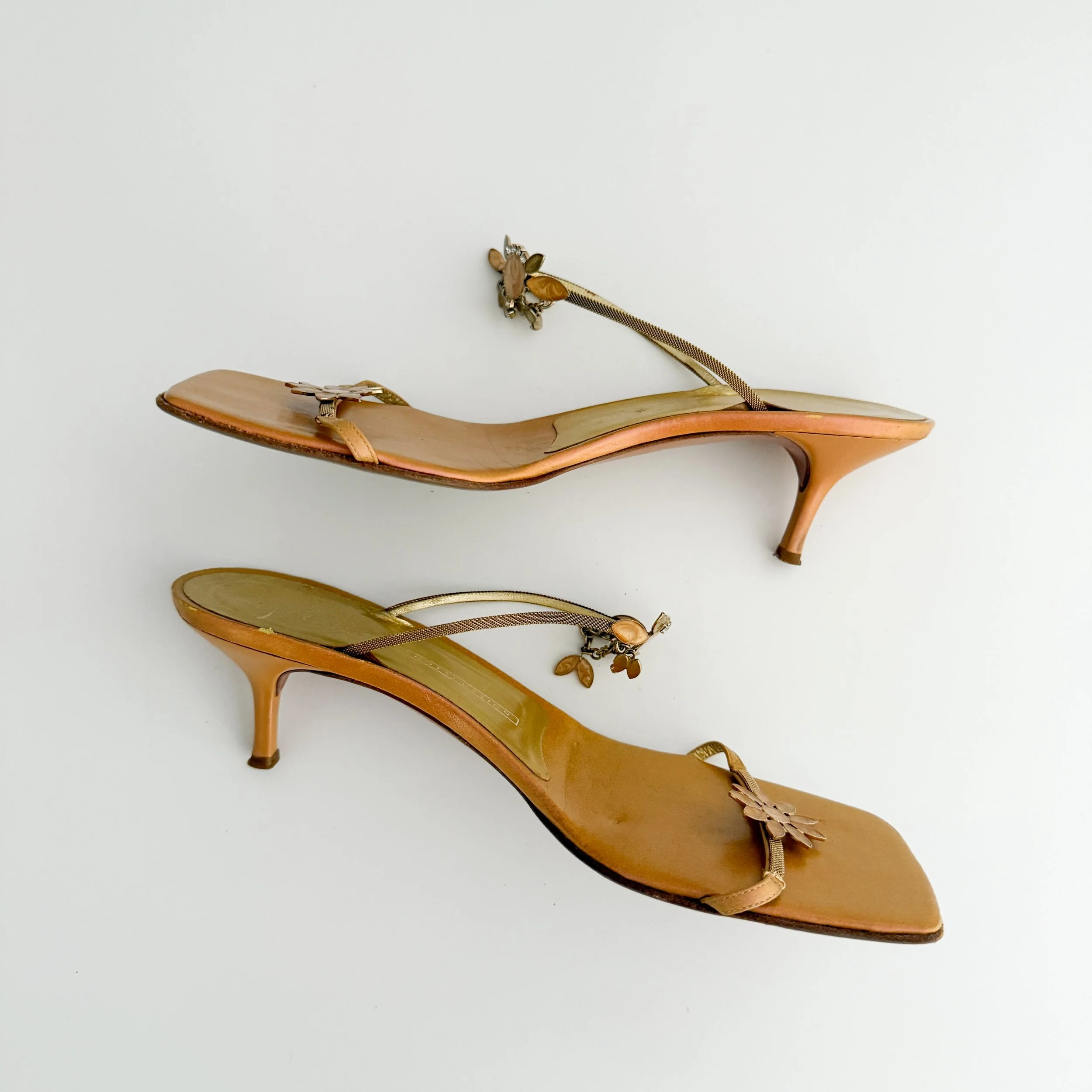 Manolo Blahnik Green Sandal Heels With Reworked Butterfly